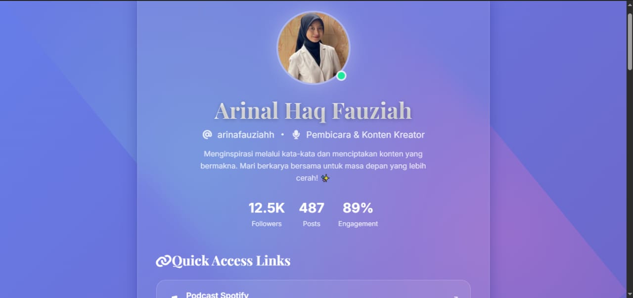 Profil Arinal Haq Fauziah (Pembicara & Konten Kreator)